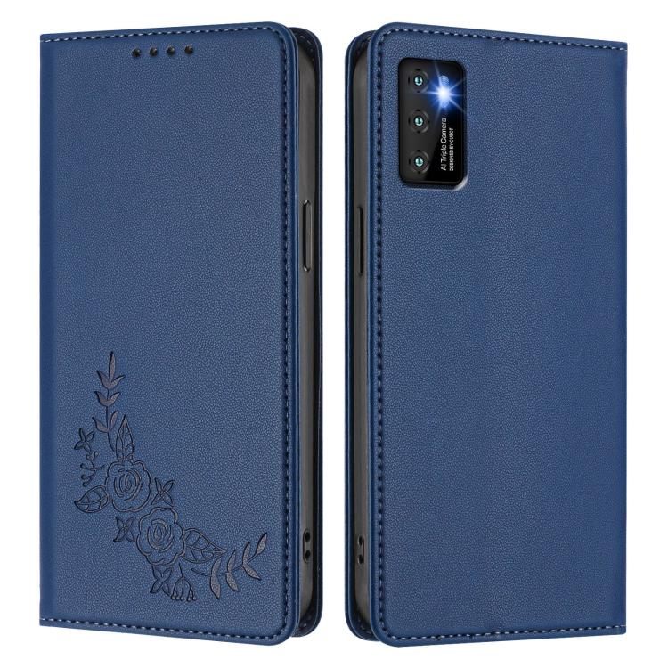 For Cubot P50 Peony Embossed Magnetic RFID Vegan Leather Phone Case