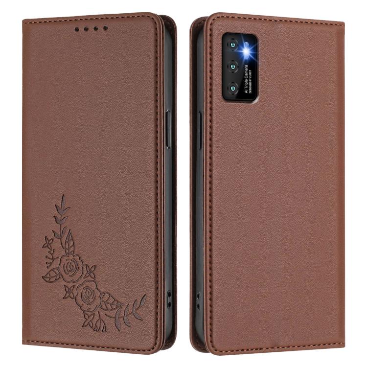 For Cubot P50 Peony Embossed Magnetic RFID Vegan Leather Phone Case