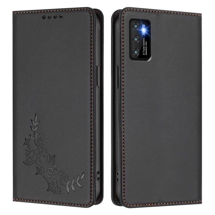 For Cubot P50 Peony Embossed Magnetic RFID Vegan Leather Phone Case