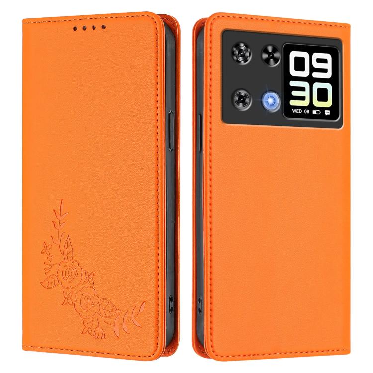 For Cubot P90 Peony Embossed Magnetic RFID Vegan Leather Phone Case