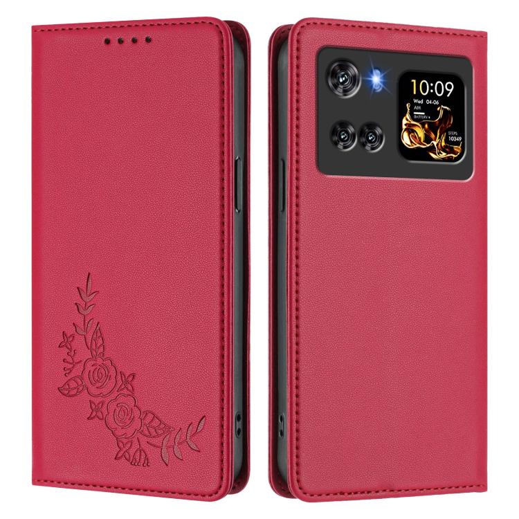 For Cubot X100 Peony Embossed Magnetic RFID Vegan Leather Phone Case