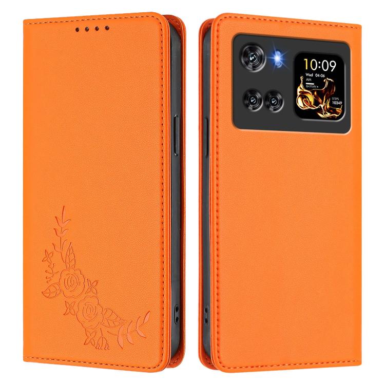 For Cubot X100 Peony Embossed Magnetic RFID Vegan Leather Phone Case