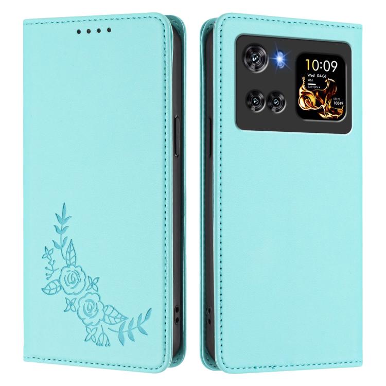 For Cubot X100 Peony Embossed Magnetic RFID Vegan Leather Phone Case