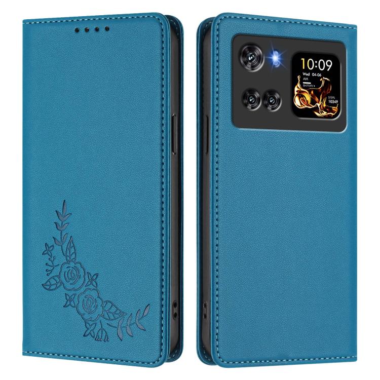 For Cubot X100 Peony Embossed Magnetic RFID Vegan Leather Phone Case