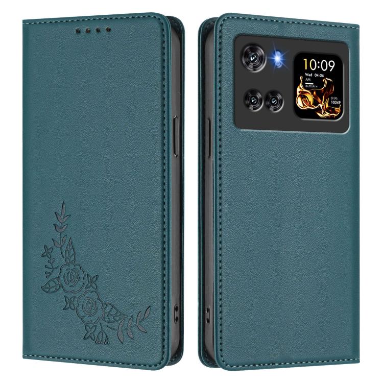 For Cubot X100 Peony Embossed Magnetic RFID Vegan Leather Phone Case