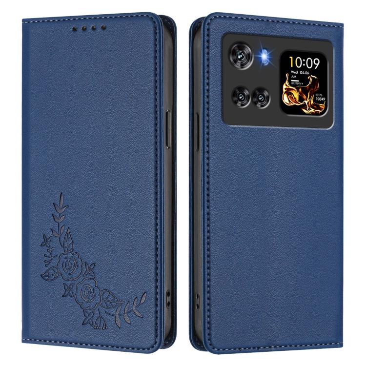 For Cubot X100 Peony Embossed Magnetic RFID Vegan Leather Phone Case
