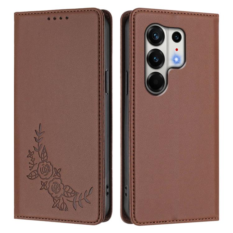 For Tecno Camon 50 Pro 4G Peony Embossed Magnetic RFID Vegan Leather Phone Case