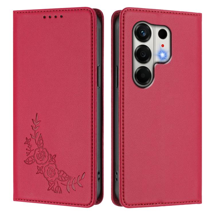 For Tecno Camon 50 4G Peony Embossed Magnetic RFID Vegan Leather Phone Case