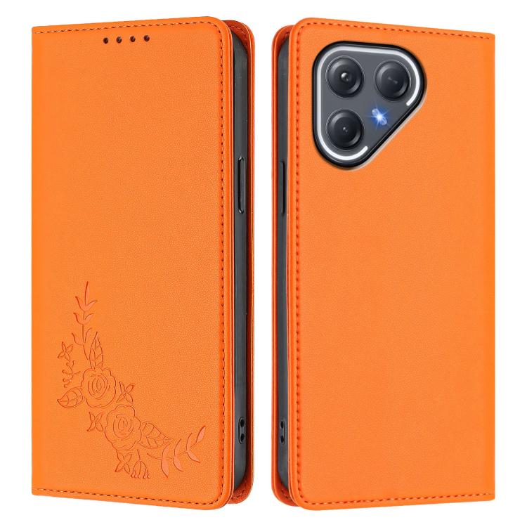 For Tecno Pova 7 Pro 5G Peony Embossed Magnetic RFID Vegan Leather Phone Case