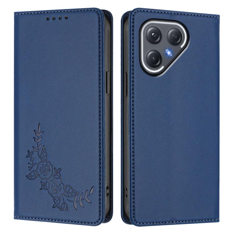 For Tecno Pova 7 Pro 5G Peony Embossed Magnetic RFID Vegan Leather Phone Case