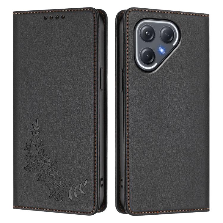 For Tecno Pova 7 Pro 5G Peony Embossed Magnetic RFID Vegan Leather Phone Case
