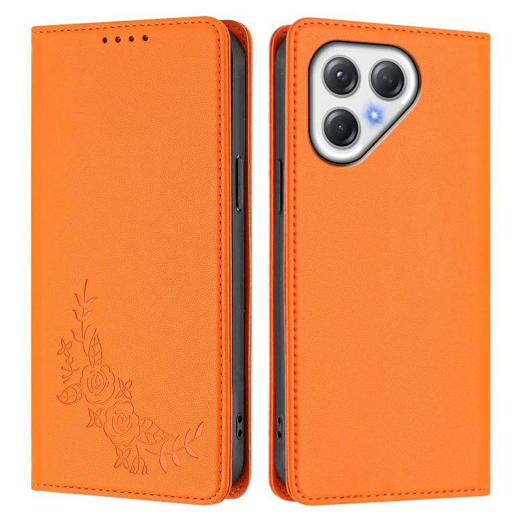 For Tecno Pova 7 5G / 7 Neo Peony Embossed Magnetic RFID Vegan Leather Phone Case