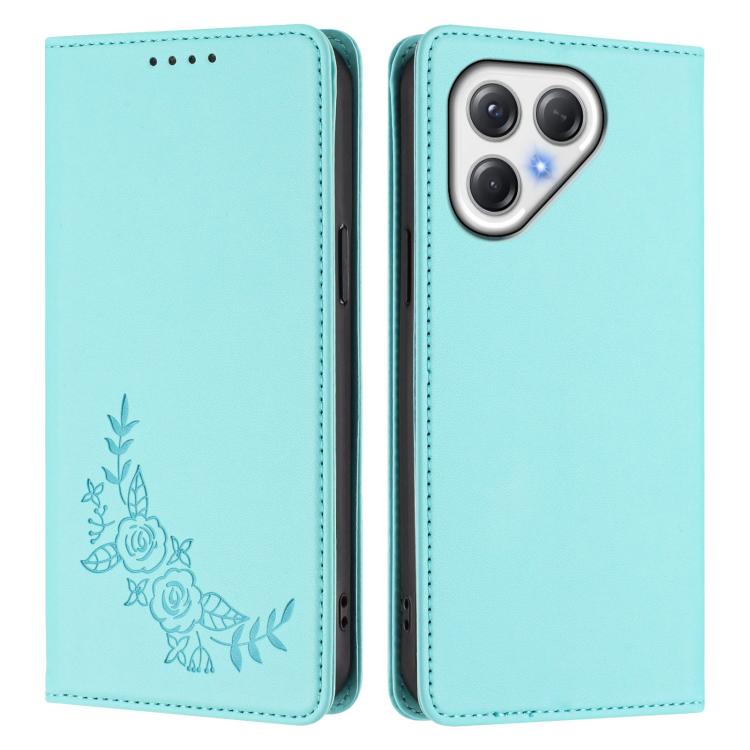 For Tecno Pova 7 5G / 7 Neo Peony Embossed Magnetic RFID Vegan Leather Phone Case