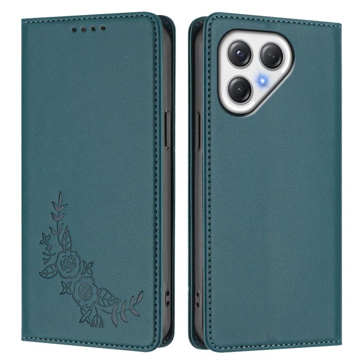 For Tecno Pova 7 5G / 7 Neo Peony Embossed Magnetic RFID Vegan Leather Phone Case