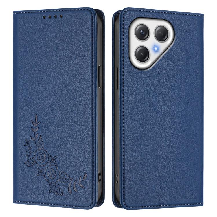 For Tecno Pova 7 5G / 7 Neo Peony Embossed Magnetic RFID Vegan Leather Phone Case