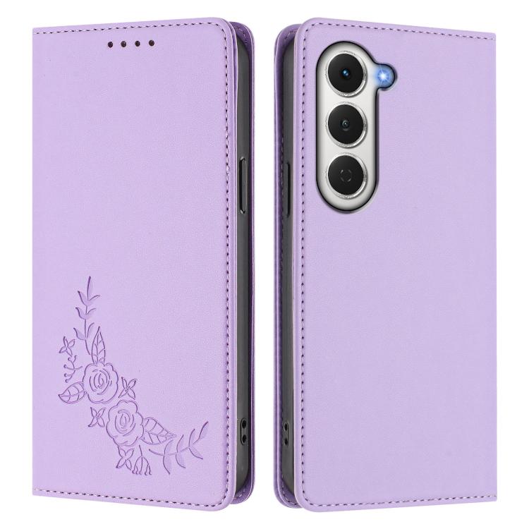 For Tecno Spark 40 Pro 4G Peony Embossed Magnetic RFID Vegan Leather Phone Case