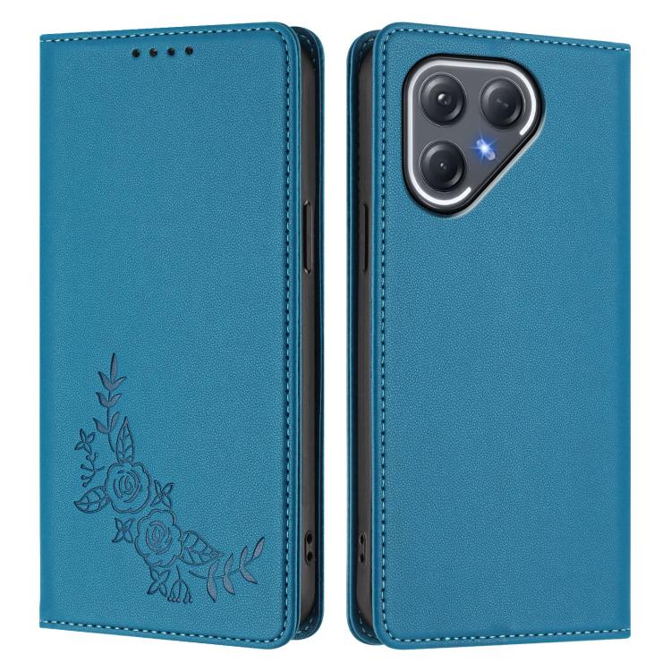 For Tecno Pova 7 Ultra 5G Peony Embossed Magnetic RFID Vegan Leather Phone Case