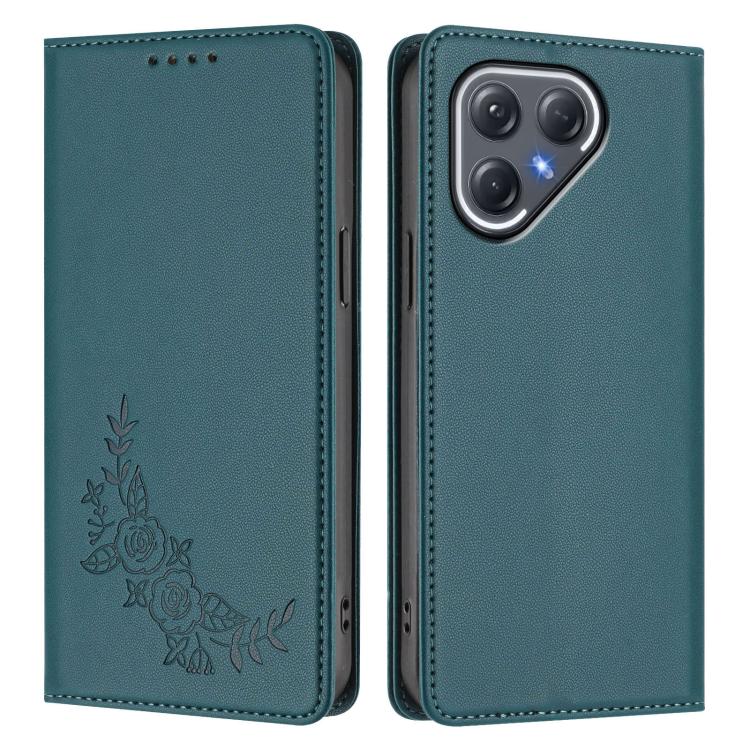 For Tecno Pova 7 Ultra 5G Peony Embossed Magnetic RFID Vegan Leather Phone Case