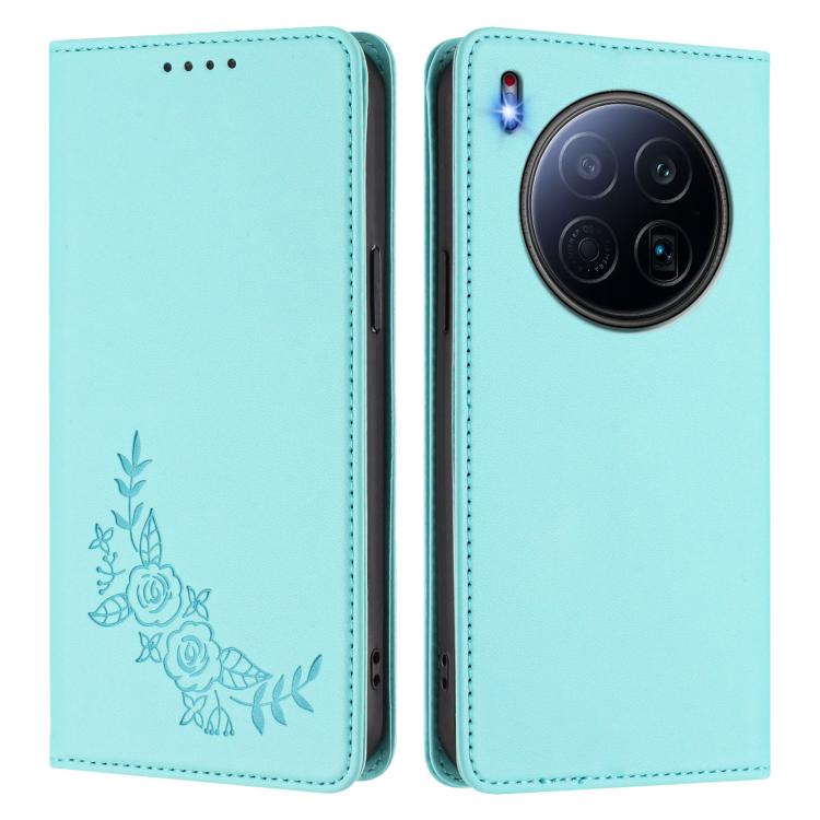 For Tecno Camon 40 Premier Peony Embossed Magnetic RFID Vegan Leather Phone Case