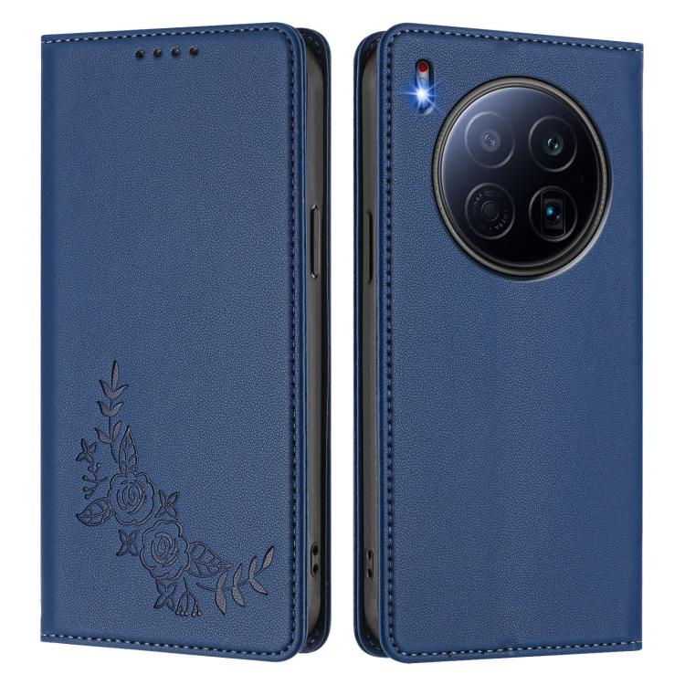 For Tecno Camon 40 Premier Peony Embossed Magnetic RFID Vegan Leather Phone Case