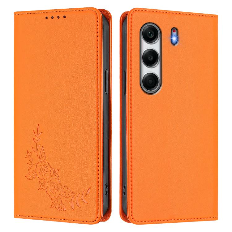 For Tecno Camon 40 4G Peony Embossed Magnetic RFID Vegan Leather Phone Case