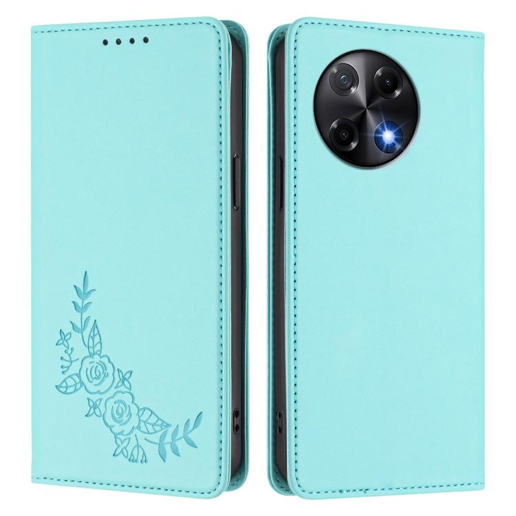 For Tecno Camon 30S / 30S Pro Peony Embossed Magnetic RFID Vegan Leather Phone Case