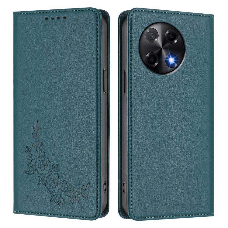For Tecno Camon 30S / 30S Pro Peony Embossed Magnetic RFID Vegan Leather Phone Case