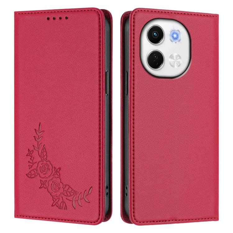For Tecno Pova 6 Neo 5G / Spark 30 5G Peony Embossed Magnetic RFID Vegan Leather Phone Case