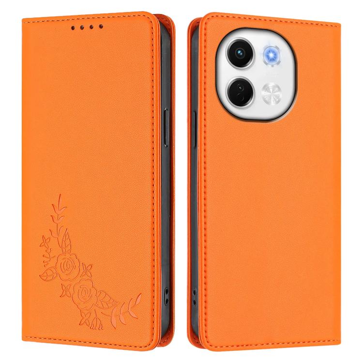 For Tecno Pova 6 Neo 5G / Spark 30 5G Peony Embossed Magnetic RFID Vegan Leather Phone Case