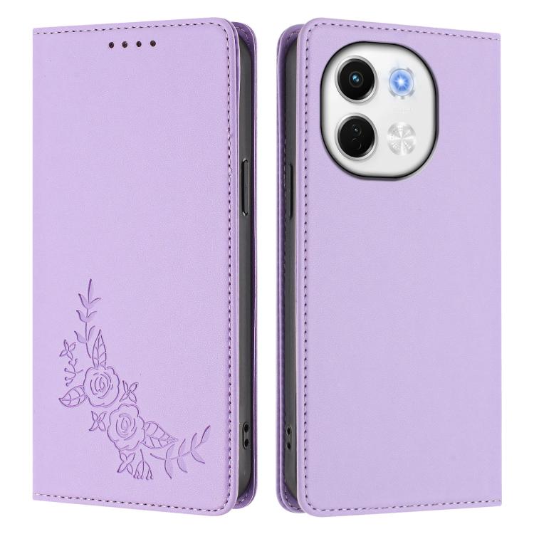 For Tecno Pova 6 Neo 5G / Spark 30 5G Peony Embossed Magnetic RFID Vegan Leather Phone Case