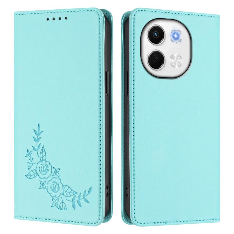 For Tecno Pova 6 Neo 5G / Spark 30 5G Peony Embossed Magnetic RFID Vegan Leather Phone Case