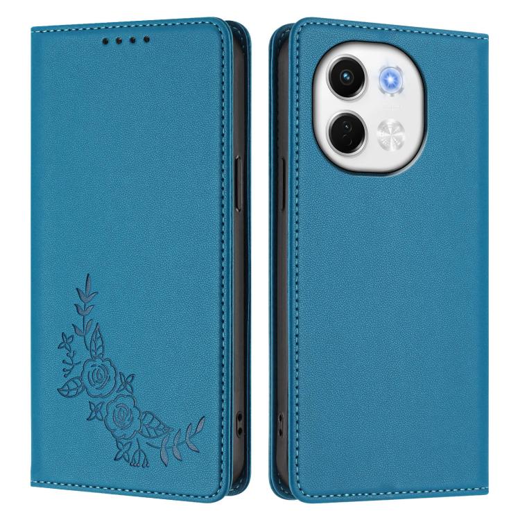 For Tecno Pova 6 Neo 5G / Spark 30 5G Peony Embossed Magnetic RFID Vegan Leather Phone Case