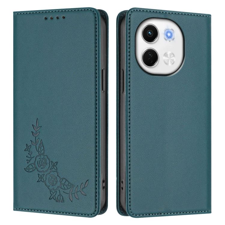 For Tecno Pova 6 Neo 5G / Spark 30 5G Peony Embossed Magnetic RFID Vegan Leather Phone Case