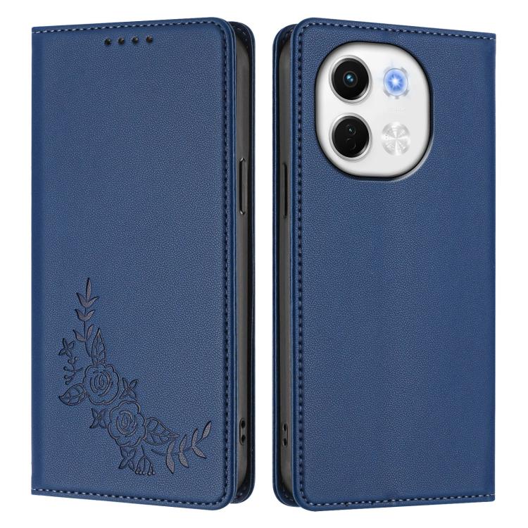 For Tecno Pova 6 Neo 5G / Spark 30 5G Peony Embossed Magnetic RFID Vegan Leather Phone Case