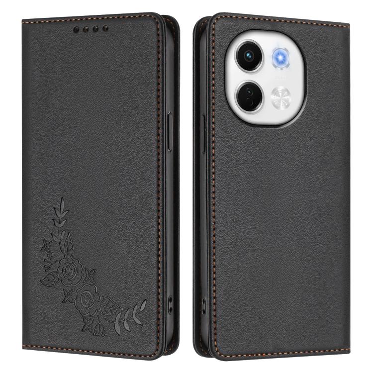 For Tecno Pova 6 Neo 5G / Spark 30 5G Peony Embossed Magnetic RFID Vegan Leather Phone Case