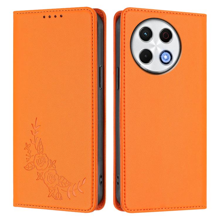 For Tecno Spark 30 Pro 4G Peony Embossed Magnetic RFID Vegan Leather Phone Case