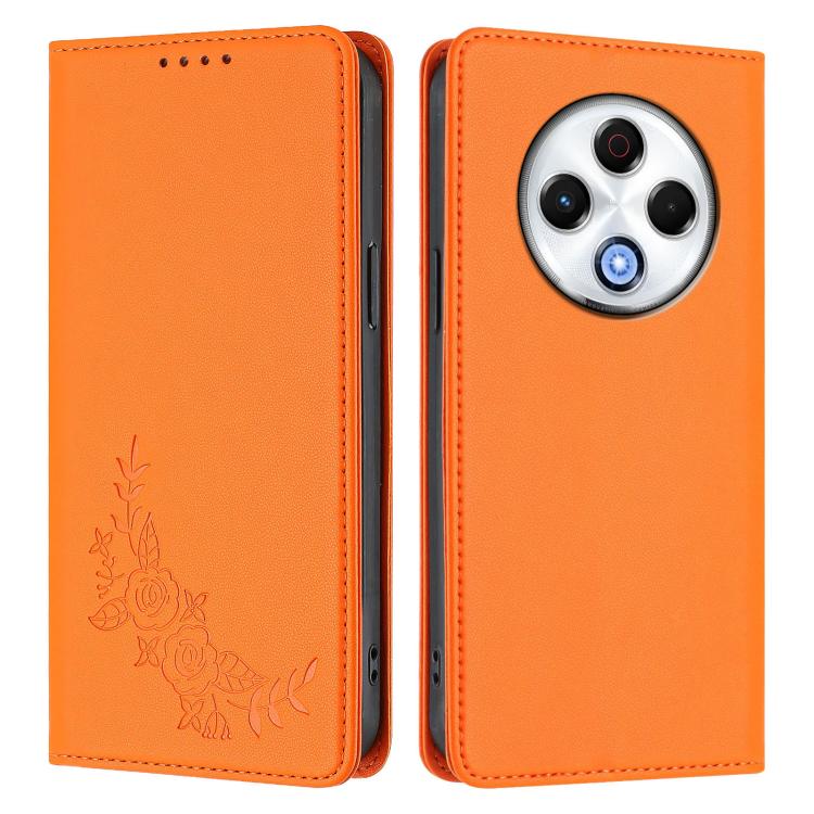 For Tecno Spark 30 4G Peony Embossed Magnetic RFID Vegan Leather Phone Case