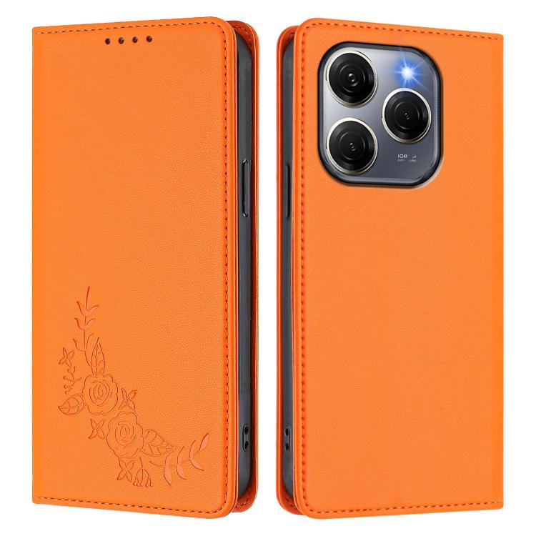 For Tecno Spark 20 Pro 5G Peony Embossed Magnetic RFID Vegan Leather Phone Case
