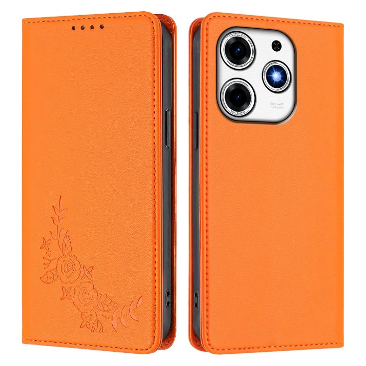 For Tecno Spark 10 Pro Magic Peony Embossed Magnetic RFID Vegan Leather Phone Case