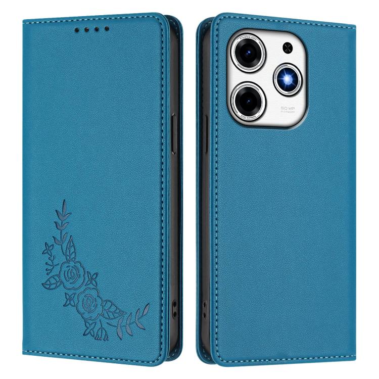 For Tecno Spark 10 Pro Magic Peony Embossed Magnetic RFID Vegan Leather Phone Case
