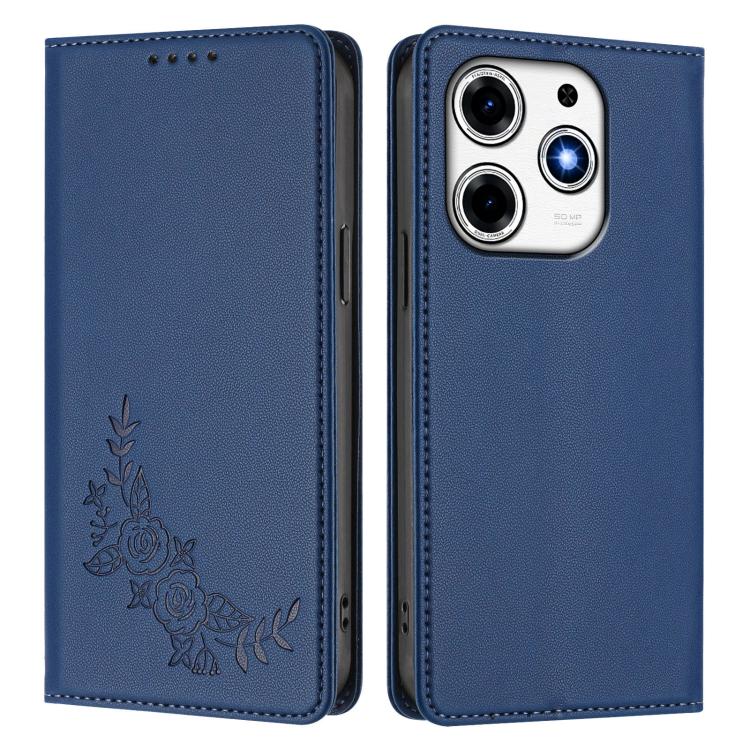 For Tecno Spark 10 Pro Magic Peony Embossed Magnetic RFID Vegan Leather Phone Case