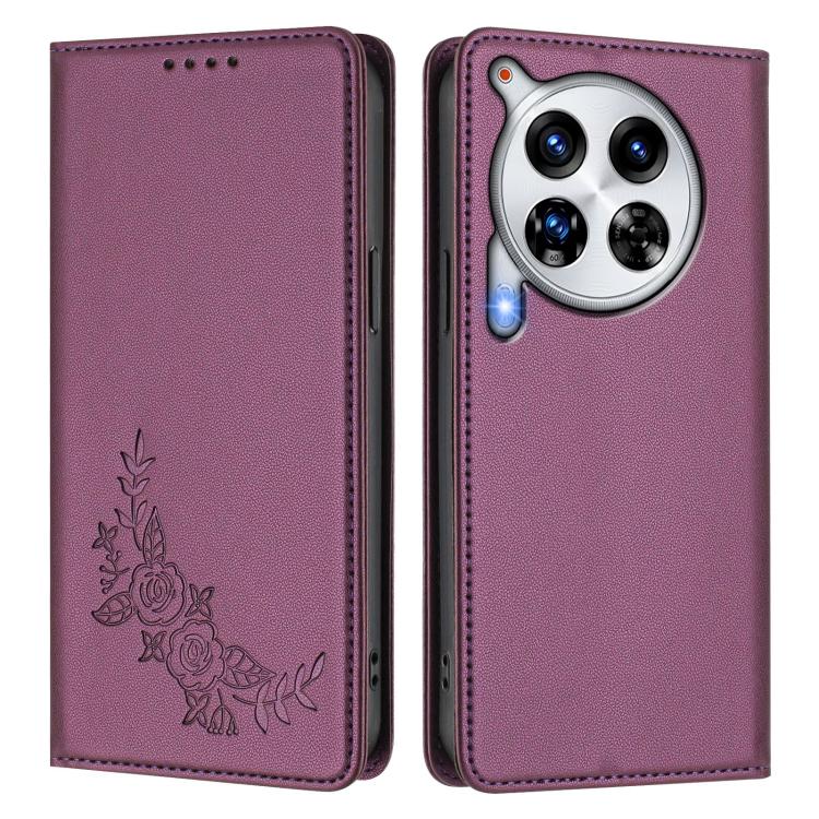 For Tecno Camon 30 Premier Peony Embossed Magnetic RFID Vegan Leather Phone Case