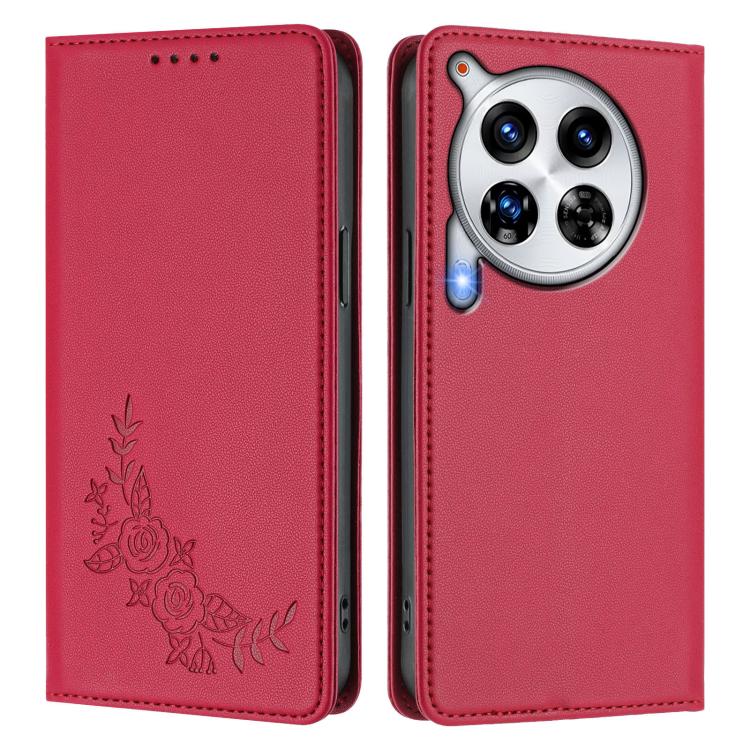 For Tecno Camon 30 Premier Peony Embossed Magnetic RFID Vegan Leather Phone Case