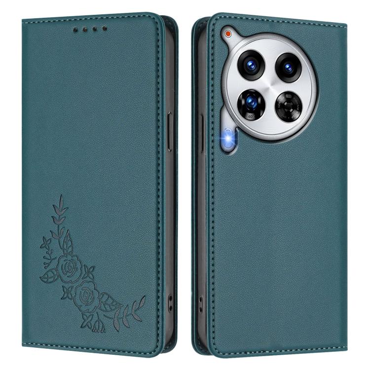 For Tecno Camon 30 Premier Peony Embossed Magnetic RFID Vegan Leather Phone Case
