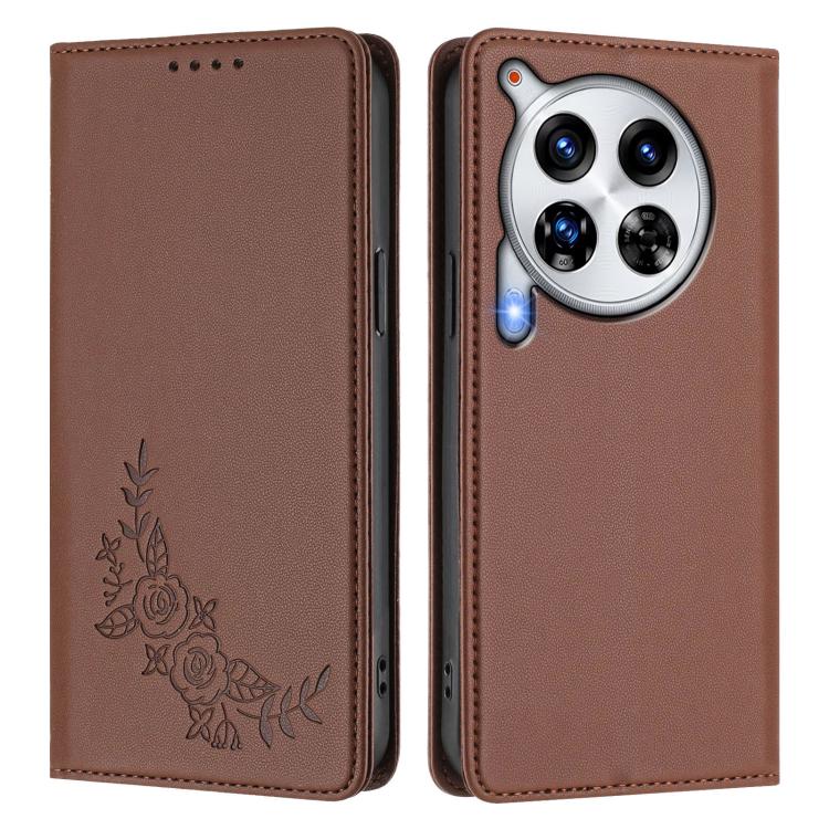 For Tecno Camon 30 Premier Peony Embossed Magnetic RFID Vegan Leather Phone Case