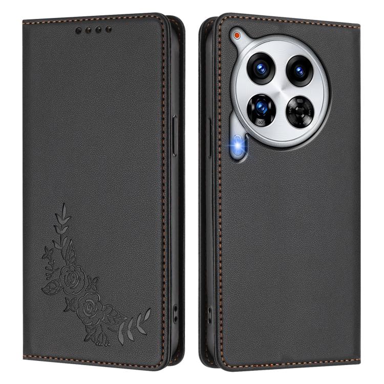 For Tecno Camon 30 Premier Peony Embossed Magnetic RFID Vegan Leather Phone Case