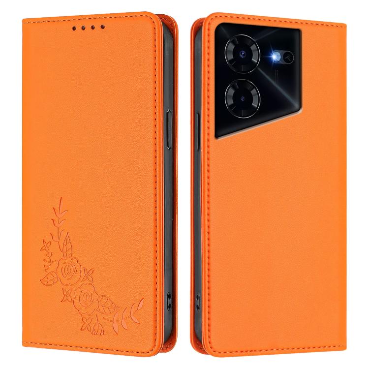 For Tecno Pova 5 Pro Peony Embossed Magnetic RFID Vegan Leather Phone Case