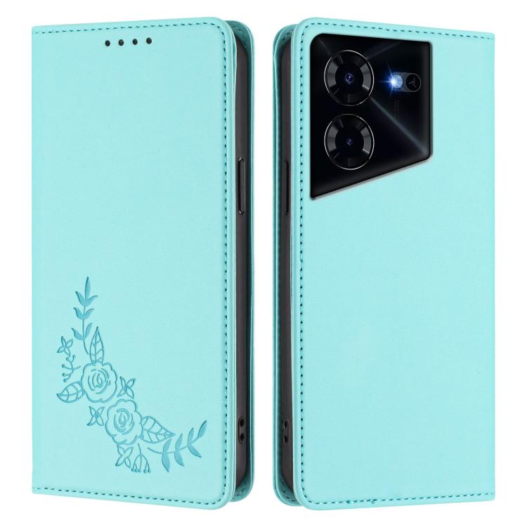 For Tecno Pova 5 Pro Peony Embossed Magnetic RFID Vegan Leather Phone Case