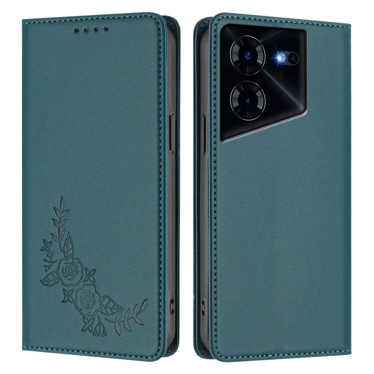 For Tecno Pova 5 Pro Peony Embossed Magnetic RFID Vegan Leather Phone Case