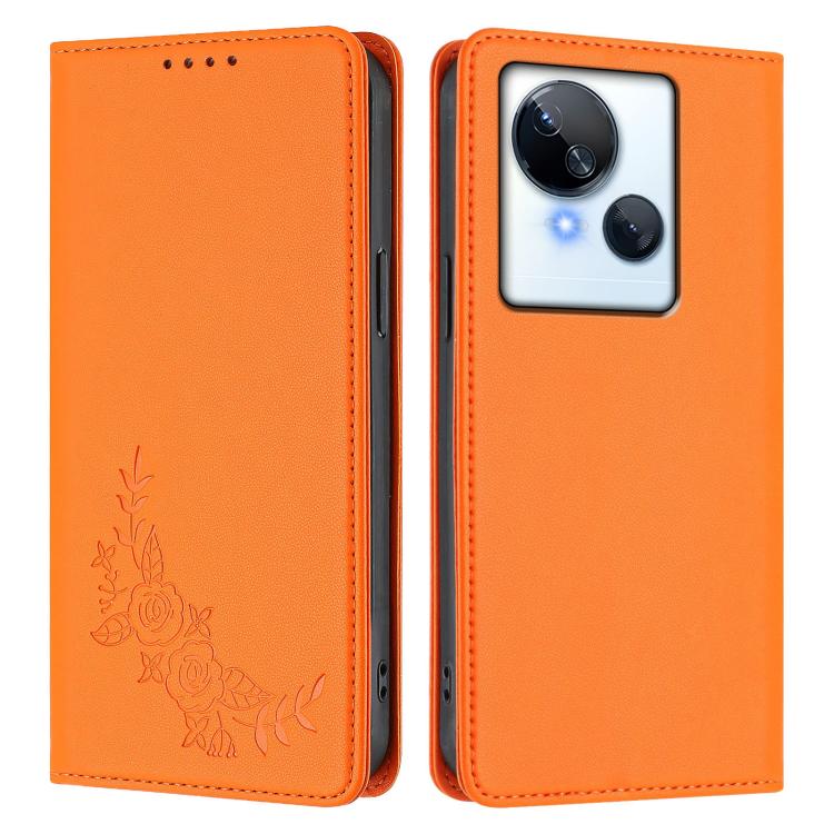For Tecno Spark 10 5G Peony Embossed Magnetic RFID Vegan Leather Phone Case